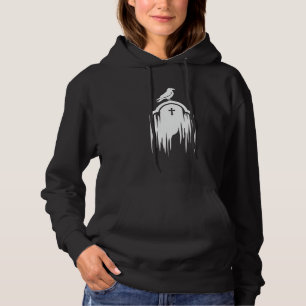 Camiseta Desenho de Silhueta de Tumba de Corvo de Halloween