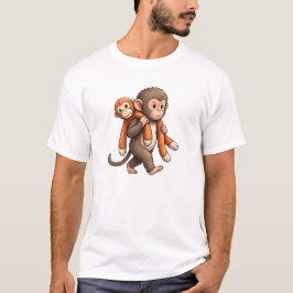 Camiseta Desenho de Socar o Bebê Macaco