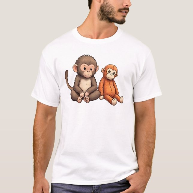 Camiseta Desenho de socar o bebê macaco (Frente)