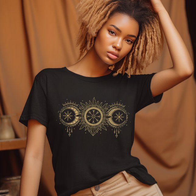 Camiseta Desenho de Sol e Lua Dourado (Criador carregado)