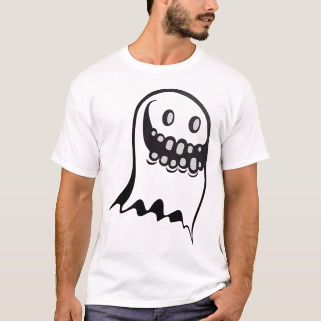 Camiseta Desenho de Sorriso de Halloween da Boca de Fantasm (Frente)