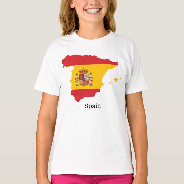 Camiseta Desenho de Souvenir com Bandeira da Espanha dentro (Frente)