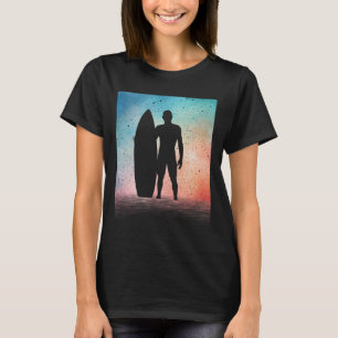 Camiseta Desenho de Surf Vintage Engraçado para Homens Rapa