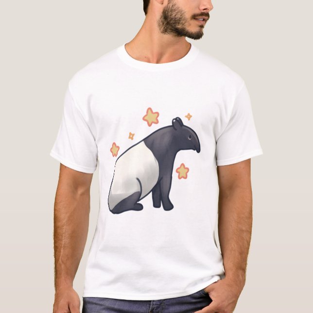 Camiseta Desenho de Tapir Malaio Cugado (Frente)