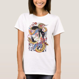 Camiseta Desenho de tatuagem de cobra grotesca