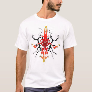 Camiseta Desenho de Tatuagem Tribal Máscara Vermelha Abstra