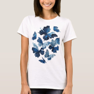 Camiseta Desenho de texto Artístico em Prata BORBOLETAS AZU