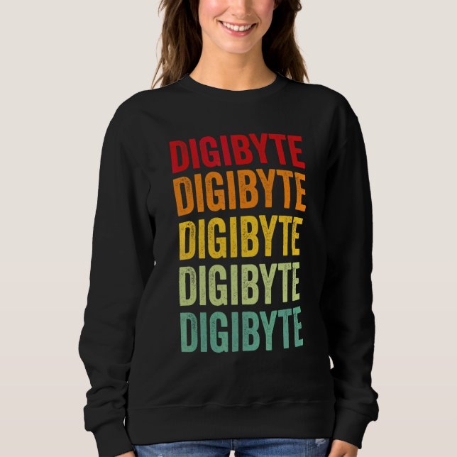 Camiseta Desenho de texto de arco-íris Crypto Digibyte (Frente)