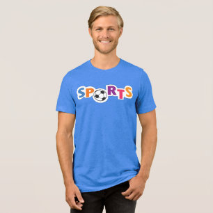 Camiseta Desenho de texto de Esportes Colorido com uma bola