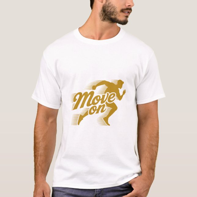 Camiseta Desenho de texto Retro Move On com seta e estrelas (Frente)