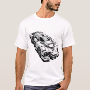 Camiseta Desenho de Tinta Cyberpunk do Carro Futurístico