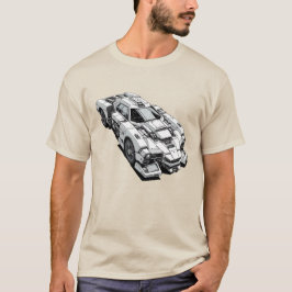 Camiseta Desenho de Tinta Cyberpunk do Carro Futurístico