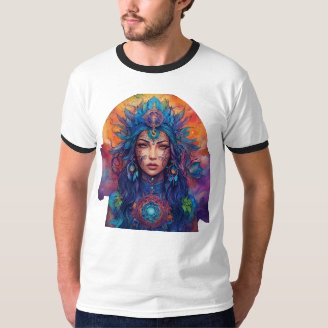 Camiseta Desenho De Tinta Espiritual Mística - Tatuagem Vib (Frente)