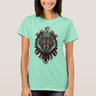Camiseta Desenho de Totem Tribal Haida de Lobo