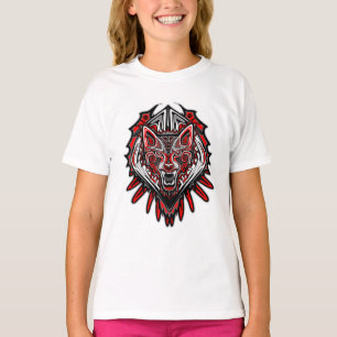 Camiseta Desenho de Totem Tribal Haida de Lobo