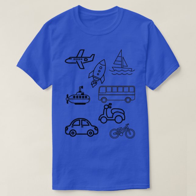 Camiseta Desenho de Transporte para Bicicleta de Carro de A (Frente do Design)