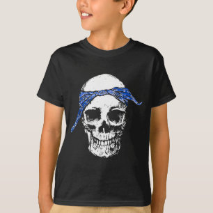 Camiseta Desenho de Trapo Azul de Caveira Hip Hop