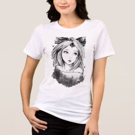 Camiseta Desenho de uma linda raposa anime fofa em estilo d