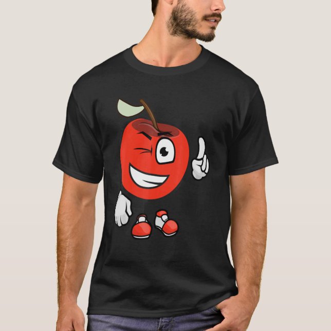 Camiseta Desenho De Uma Maçã Feliz 1 (Frente)