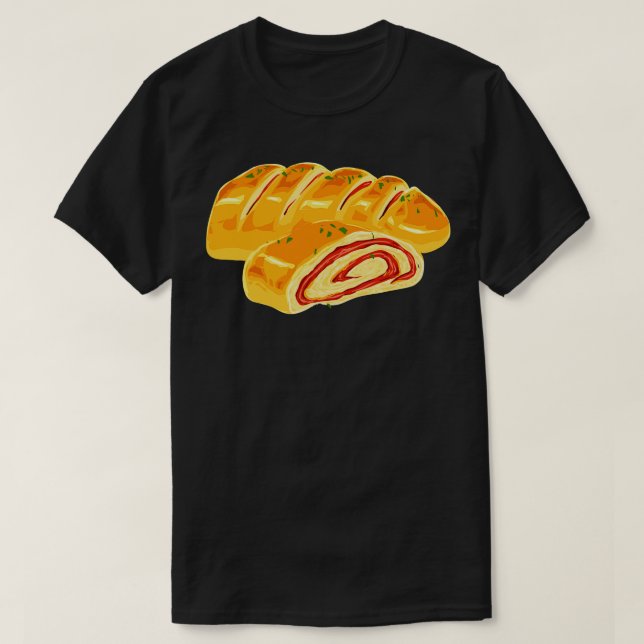 Camiseta Desenho de uma pizza Stromboli (Frente do Design)