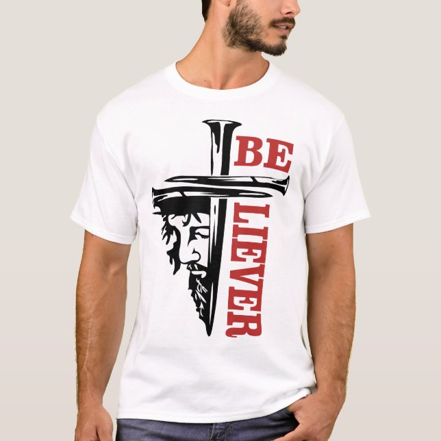 Camiseta Desenho de Unha de Cruz de Jesus – Cristão Poderos (Frente)