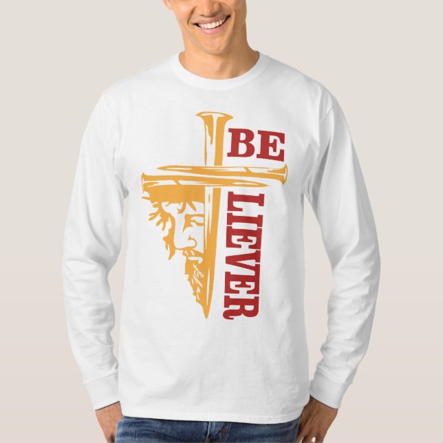 Camiseta Desenho de unha de cruz de Jesus – Cristão poderos (Frente)