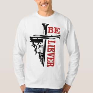 Camiseta Desenho de unha de cruz de Jesus – Cristão poderos