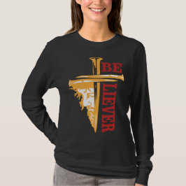 Camiseta Desenho de unha de cruz de Jesus – Poderoso Cristi