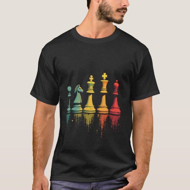 Camiseta Desenho de xadrez colorido (Frente)