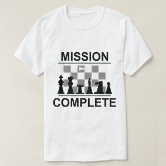 Camiseta Desenho de Xeque-Mate de Xadrez Missão Completa