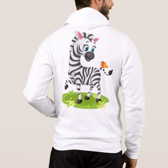 Camiseta Desenho de Zebra Bebê Brincando com Borboleta-2396 (Verso)