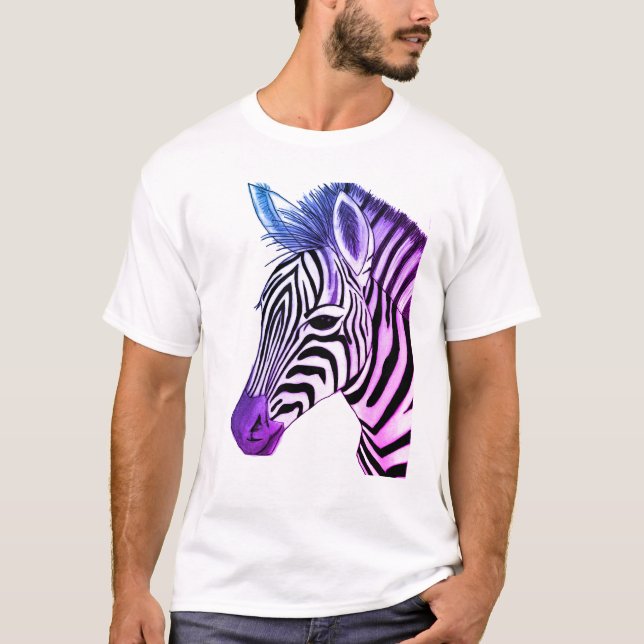 Camiseta Desenho de zebra preto e colorido (Frente)
