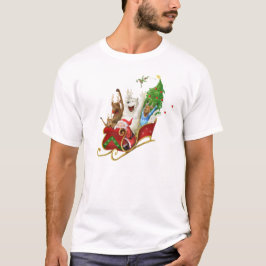 Camiseta Desenho digital engraçado de manga de Natal