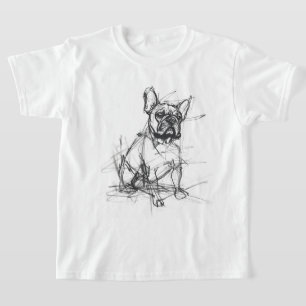 Camiseta Desenho do Bulldog Francês abstrato
