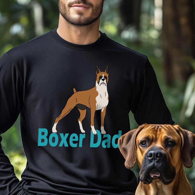 Camiseta Desenho do Cachorro Verde do Pai Boxer (Boxer Dad Green Teal Text Dog Drawing T-Shirt)