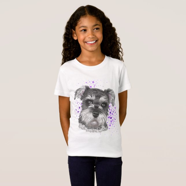Camiseta Desenho do cão do Schnauzer (Frente Completa)