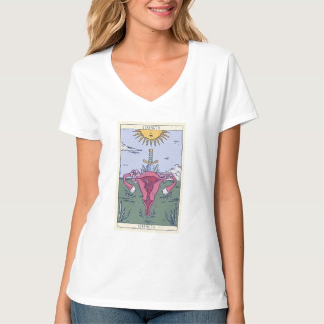 Camiseta Desenho do Cartão Tarot Força do Útero (Frente)