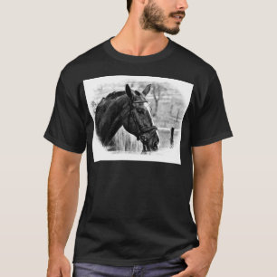 Camiseta Desenho do Cavalo Branco Negro