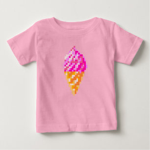 Camiseta Desenho do cone do sorvete cor-de-rosa com arte em