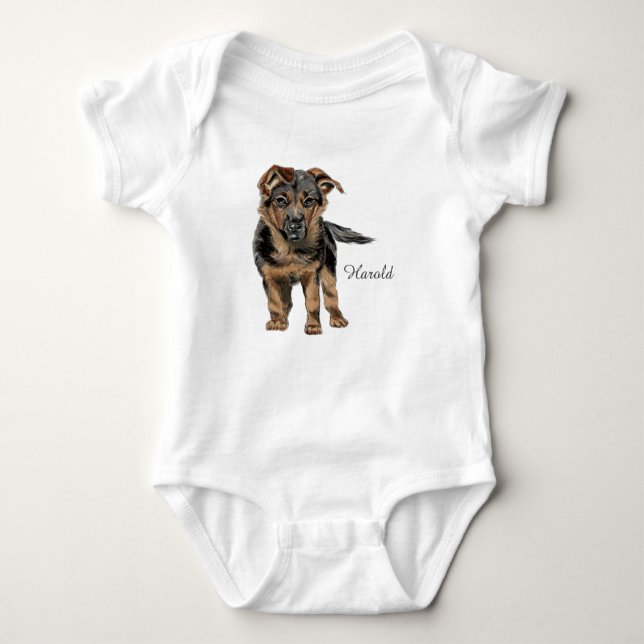 Camiseta Desenho do filhote de cachorro do german shepherd (Frente)