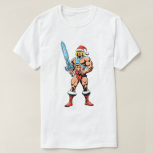 Camiseta Desenho do He Man com Chapéu de Papai Noel – Heman