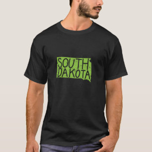 Camiseta Desenho do Mapa de Dakota do Sul nos EUA