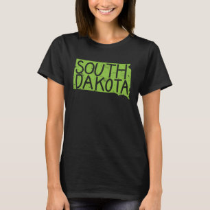 Camiseta Desenho do Mapa de Dakota do Sul nos EUA