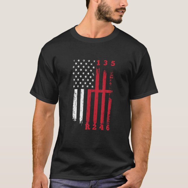 Camiseta Desenho Do Selo Shift Americano Sinalizador Muscul (Frente)