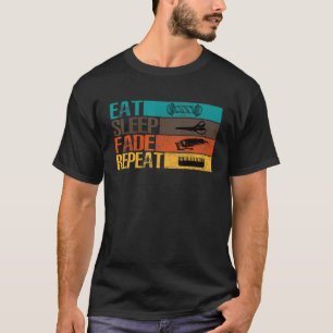 Camiseta Desenho do sono Repetir Vintage Barber Hair Salon