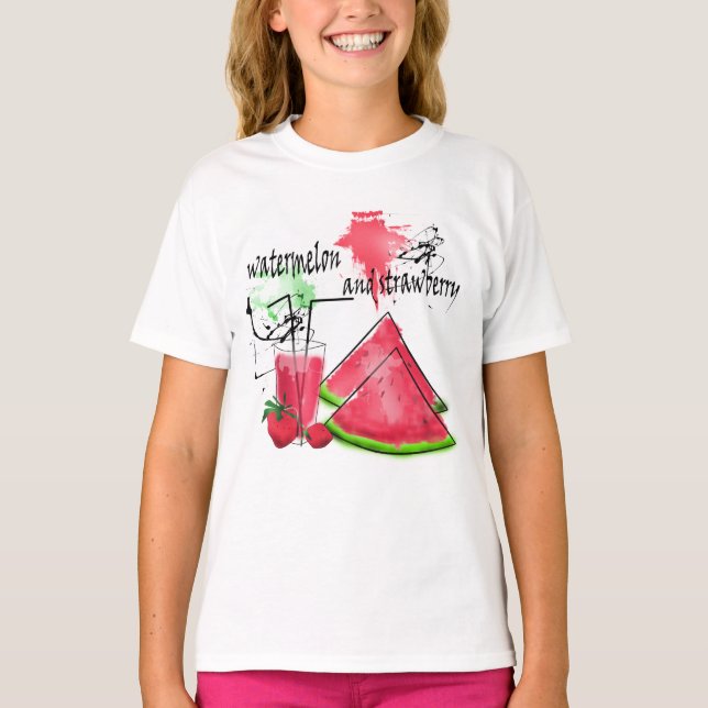 Camiseta Desenho em aquarela e morangos (Frente)