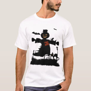 Camiseta Desenho engraçado de Halloween com espantalho