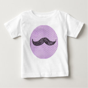 Camiseta Desenho   engraçado do bigode com bolinhas roxas