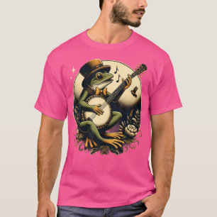 Camiseta Desenho Estético de Banjo de Rã Cottagecore Countr