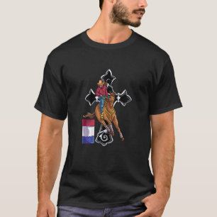Camiseta Desenho Feminino de Corrida de Barril Cristã Cowgi